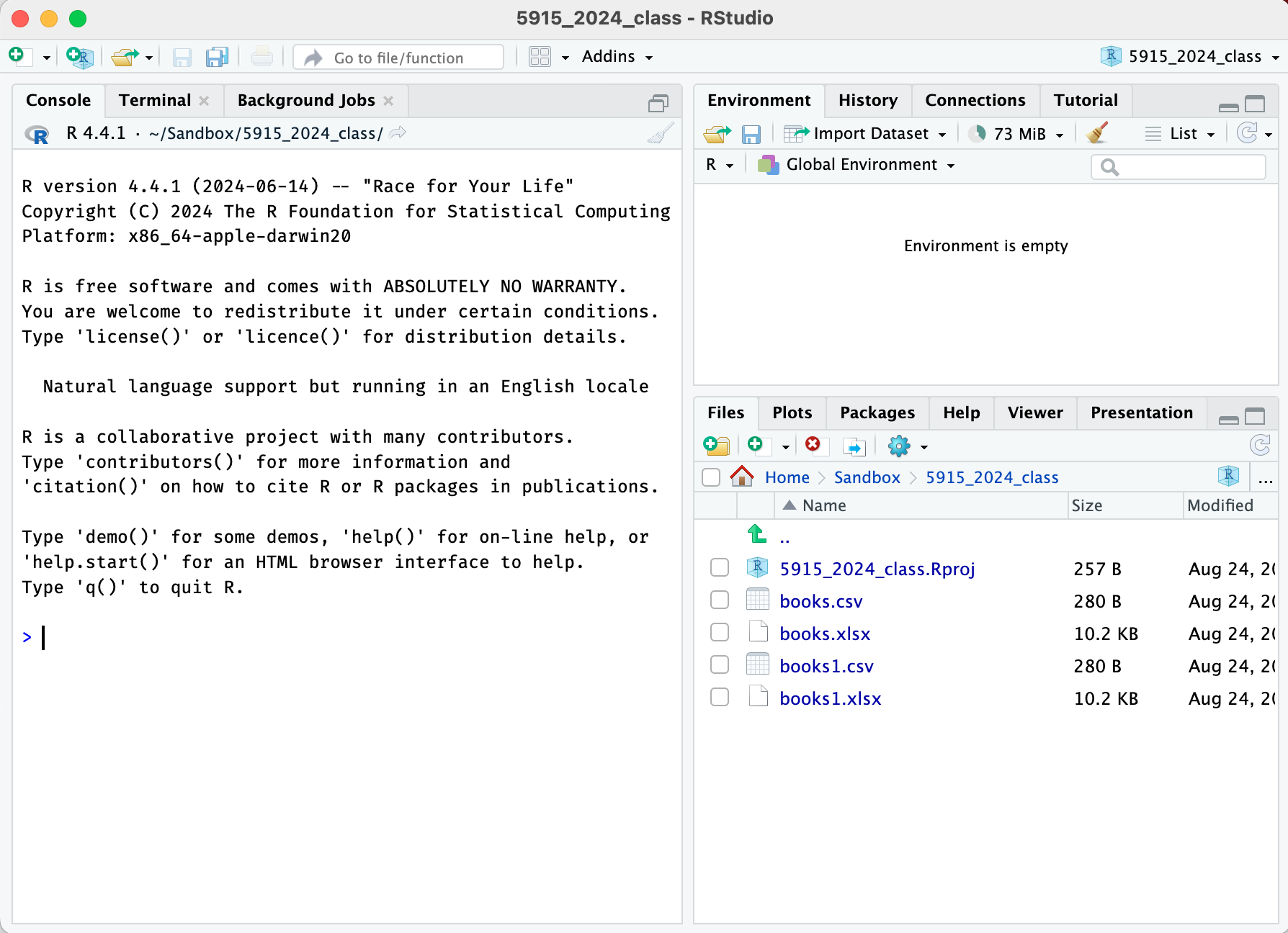 Screenshot of the Rstudio Panes